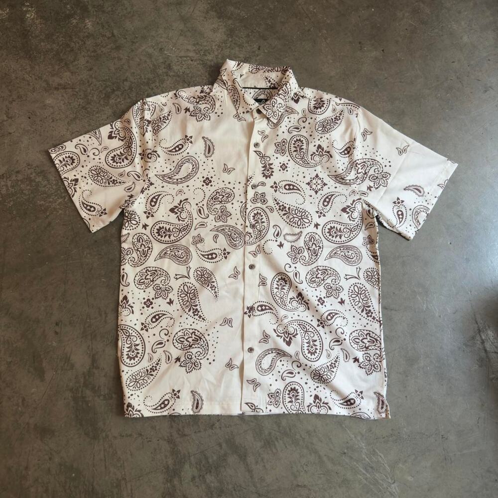 Cream and brown paisley button up